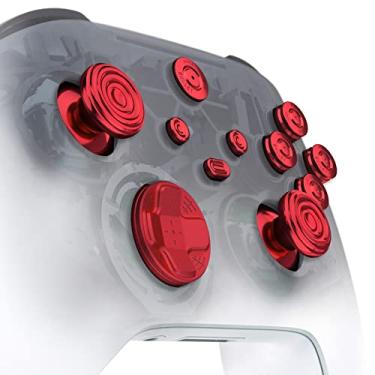 Imagem de eXtremeRate Botões vermelhos de metal para controle sem fio Xbox Core, 11 em 1 personalizado liga de alumínio Dpad ABXY Start Back Share Home Keys peças de reposição para controle Xbox Series X e S