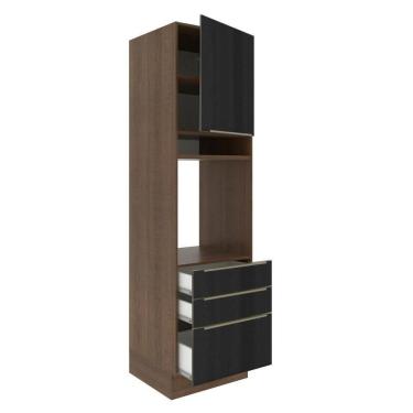 Imagem de Torre Quente Madesa Lux 60cm 1P 3 Gavetas Rustic e Preto