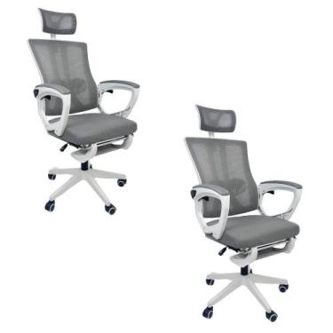 Imagem de Kit 2 Cadeiras de Escritório Presidente Executiva Oficial Paris Cinza 
