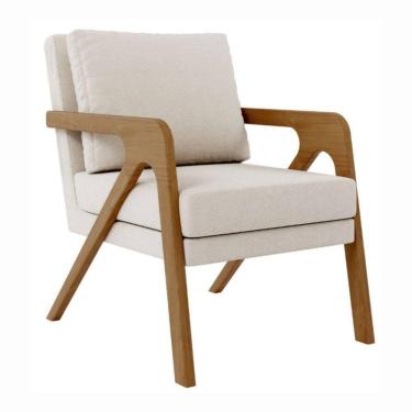 Imagem de Poltrona Decorativa Moderna Luxo Para Sala Escritório Xangai Bouclé Bege