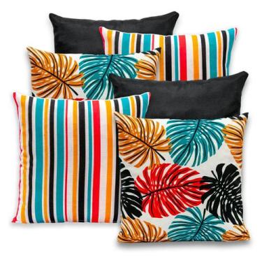 Imagem de Kit 6 Capas de Almofada Lisa e Estampada 40x40cm Zíper Gorgurinho - BE