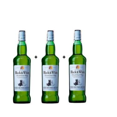 Imagem de Whisky Black & White 700 Ml Kit Com 3 Unidades