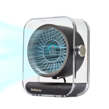 Imagem de Yonchyoly Ventilador de mesa, ventilador portátil recarregável com fluxo de ar forte, visor digital silencioso, ventilador circulador de ar para casa, escritório, quarto, cozinha, ventilador de mesa