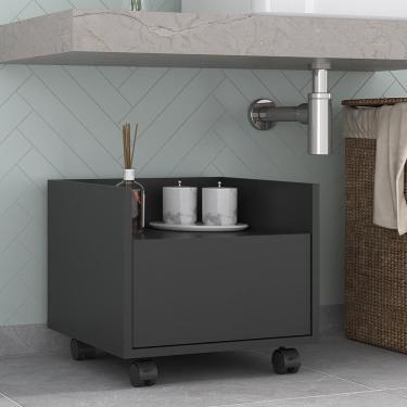 Imagem de Gabinete Armário Banheiro 40 Cm Com Rodízios Multimóveis Mp5035 Preto