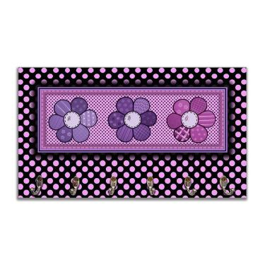 Imagem de Cabideiro De Parede Porta Colar Chaves Cintos Toalhas Flores