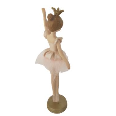 Imagem de Estatueta Bailarina Em Resina Rosa Com Plumas Na Saia Al 21cm X L 8cm X 10c Cm