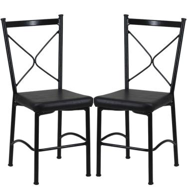 Imagem de Kit 2 Cadeiras Buffet Em Alumínio Preto Com Preto