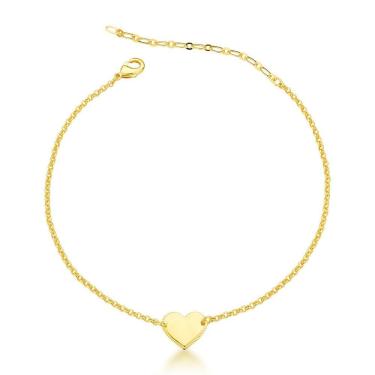 Imagem de Tornozeleira Com Delicado Coração Banhada A Ouro 18k 20cm