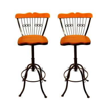 Imagem de Kit Com 2 Cadeiras Banqueta Bistrô Alta Regulável Giratória Balcão Cozinha