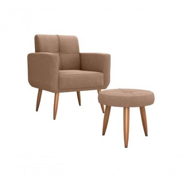 Imagem de Kit Poltrona Decorativa Sala + Puff Havana Matrix Marrom