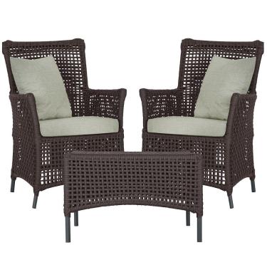 Imagem de 2 Poltronas 1 Mesa Igapó Em Alumínio Preta Corda Náutica E3 Marrom