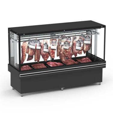 Imagem de Expositor Açougue Vanguard Top 2,00m Gancheira Vidro Aquecido Estático Eavtvrg2000e 220v - Refrimate