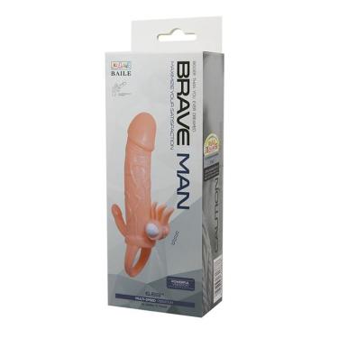 Imagem de Capa Peniana Com Estimulador E Vibro - Brave Man - Bege