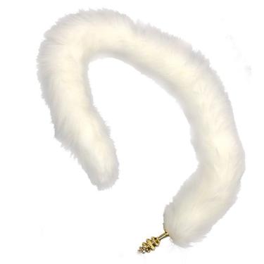 Imagem de Plug Anal 3 Cm Com Rabo Raposa Branco 76cm- Lovetoys - Dourado