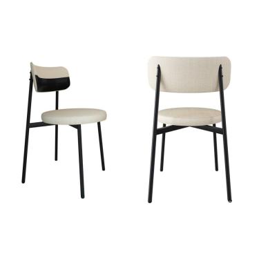 Imagem de Cadeira Kyta Fixa Com 4 Pés 50 X 44,7 X 83,8 Cm Com 2 Unidades Areia-preto-preto