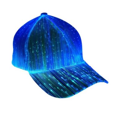 Imagem de LED Hat: Light-Up Cap for Rave Outfit, Cyberpunk Costume, DJ Costume - Glow Fiber Optic Hat for Festivals & EDM Events (Black)