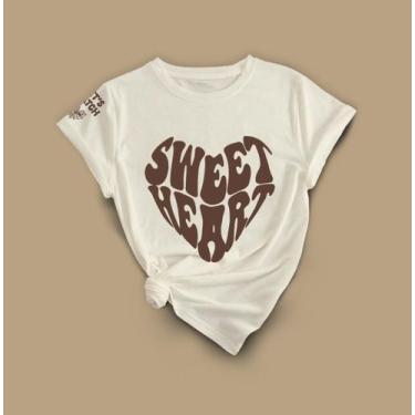 Imagem de Camiseta Com Desenho De Coração Moderno  Visual Minimalista - Lobo Set