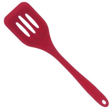 Imagem de Espátula Vazada Em Silicone Vermelha Para Ovos Omelete Panquecas