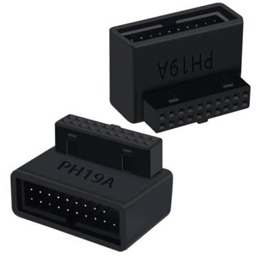 Imagem de COMeap Adaptador Usb 3.0 Para Placa-Mãe De 90 Graus, 19 Pinos Macho Fêmea, Extensão Energia Com Ângulo Reto Desktop, Conector Interno Em Cima (Pacote 2)