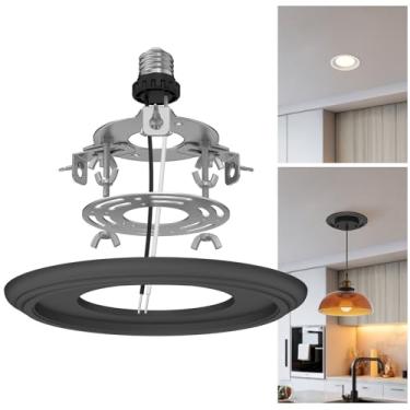 Imagem de gezee Kit De Conversão Luminária Embutida R5 E 6, Para Ventilador Teto, Pendente, Com Chanfro Plano 7'¾, Aço, Medalhão, Acabamento Preto