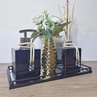Imagem de Kit Lavabo Premium  Aromatizador Saboneteira Difusor Vaso com Flor e B