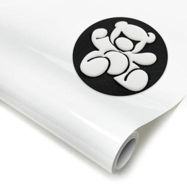 Imagem de DUEUIOE Vinil Branco Para Transferência Térmica, Htv Camisetas, Moletons, Chapéus, Com Textura 3D, Ideal Projetos De Artesanato, Fácil Usar (Branco, 30 Cm X 1,8 M)