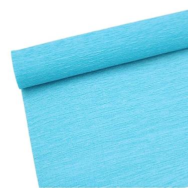 Imagem de ODETOJOY Rolo De Papel Crepom Premium 70G Para Fazer Flores, Branco, Verde, Rosa, Serpentina, 25 Cm Largura, 2,4 M Comprimento (Azul)
