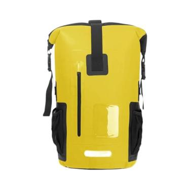 Imagem de Pegciuho Mochila seca com tampa de enrolar à prova d'água de 55L, bolsa seca de 33x58 cm, design ergonômico de PVC para passeios de barco, vela, leve e, Amarelo