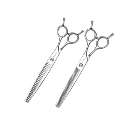 Imagem de SnipStar Conjunto de Tesouras Profissionais para Animais de Estimação JP440C Tesoura de Aço de 8 polegadas e Tesoura de Desbaste de 7 polegadas para Tosa de Cães, Taxa de Desbaste 25-45%