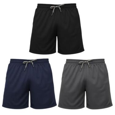 Imagem de Kit 3 Short Dry Fit de Corrida Masculino Bermudas Futebol Academia - E