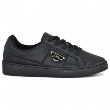 Imagem de Tenis Feminino Casual Vizzano Branco Flatform Conforto Macio, Preto, 3