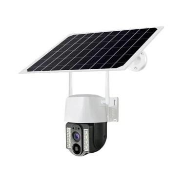 Imagem de Câmera IP Externa Movida a Energia Solar 4G Com Lente Dupla PIR Detecç