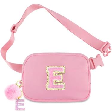 Imagem de Bolsa de cinto para meninas – Bolsa transversal com inicial para presentes de aniversário para 15, 6, 7, 8, 9, 10, 11, 12, 13 anos, pequena, essencial para viagens, Rosa - E, E