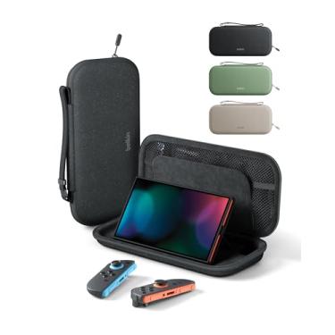 Imagem de Belkin Estojo de transporte para Nintendo Switch 2, bolsa de viagem com suporte AirTag e bolso de armazenamento de cartão de jogo, portátil, leve, capa protetora com capa rígida, essenciais para jogos