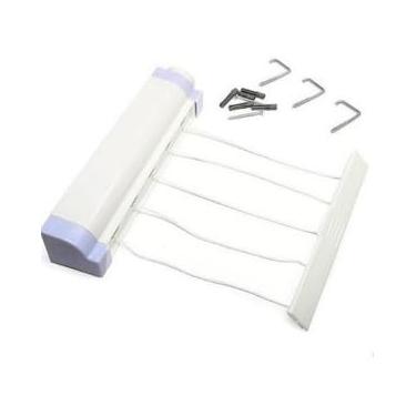 Imagem de Varal Automático Secalux de Parede, 5 Cordas, Retrátil 4,1 Metros, Capacidade 3 kg, Branco