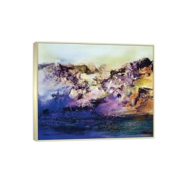 Imagem de MUHJDYC Zao Wou-ki Pintura famosa abstrata - imagem de arte em tela - arte de parede para sala de estar - reprodução de impressões (sem título 10) moldura prata 20x25cm-8x10in