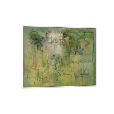 Imagem de MUHJDYC Zao Wou-ki Pintura famosa abstrata - imagem de arte em tela - arte de parede para sala de estar - reprodução de impressões (sem título 8) moldura branca 20x25cm-8x10in