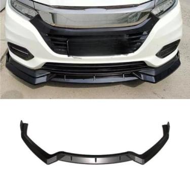 Imagem de Para VEZEL Car Front Bumper Lip Spoiler Carbon Look Parte Exterior para VEZEL 2019-2021 Capa de para-choque Acessórios de carro (Preto brilhante)