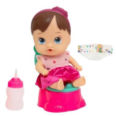 Imagem de Boneca Infantil Bebe Little Dolls Faz Xixi Morena Divertoys