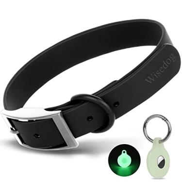Imagem de Coleira ajustável para cães com suporte para Airtag: coleiras duráveis para cães, correia revestida de borracha macia, impermeável e fácil de limpar, para cães pequenos, médios e grandes (PP | 17,78 cm-25,4 cm × 1/2 polegada, preta)