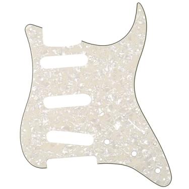 Imagem de Musiclily 11 Furos Escudo SSS Pickguard Strato para Guitarra Fender EUA/Mexicana Made Stratocaster Standard Estilo Moderno, 4 Camadas Pergaminho Perolado