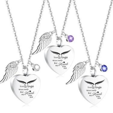 Imagem de RJCMJDEU Pacote com 3 colares de urna de coração para cinzas para mulheres e homens, joias de cremação para cinzas humanas, urnas de medalhão, pingente de cinzas, lembrança, Aço inoxidável, Sem Pedra