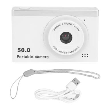 Imagem de Câmera Digital HD 50MP 1080p Vídeo 8x Zoom traseiro traseiro Câmera de selfie dupla traseira com filtros de jogos leves para crianças Fotografia portátil ABS 2.4in Screen 700mAh (Branco)
