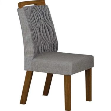 Imagem de Cadeira para Mesa de Jantar Ilhéus MDF Linho Cinza  Leifer Móveis