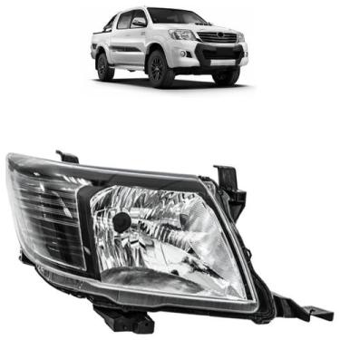 Imagem de Farol Dianteiro Hilux SR 2012 2013 2014 2015 Máscara Negra Lente Lisa 