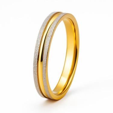 Imagem de Aliança Banhada Ouro 18k 4mm Dourada Prateada Anatomica Luxo Casamento