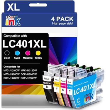 Imagem de starink LC401XL Cartuchos de tinta para impressora Brother compatível com impressora Brother LC401 LC-401 401xl funciona para MFC-J1010DW MFC-J1012DW MFC-J1170DW, 4 pacotes (preto ciano magenta amarelo)
