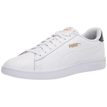 Imagem de PUMA Tênis unissex Smash v2 NBK para adultos, L - branco-branco-pavão - ouro, 4