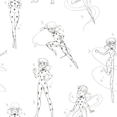 Imagem de RoomMates Miraculous Ladybug Sketch Charcoal Peel and Stick Papel de parede, RMWS1305