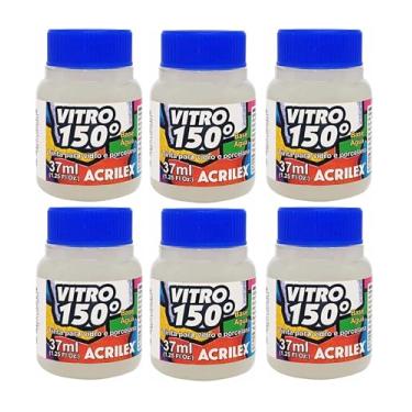 Imagem de Kit Com 6 Tintas Acrilex para Vidro 37ml - Vitro 150 Escolha Sua Cor à Base de Água, Cerâmica e Porcelana Durabilidade e Acabamento Impecável em Projetos de Pintura em Vidro, Porcelana, Cerâmica e Faiança. (Incolor 806)